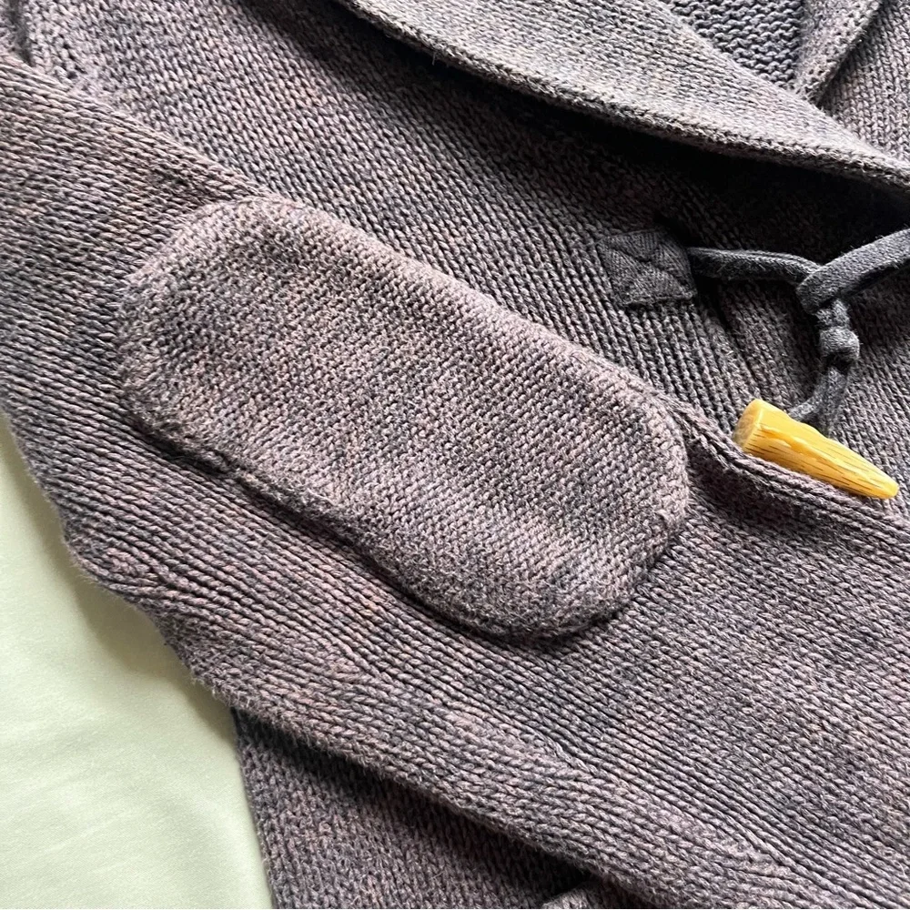 MARGARET O’LEARY plum pale purple chunky‎ knit toggle button up shawl cardigan